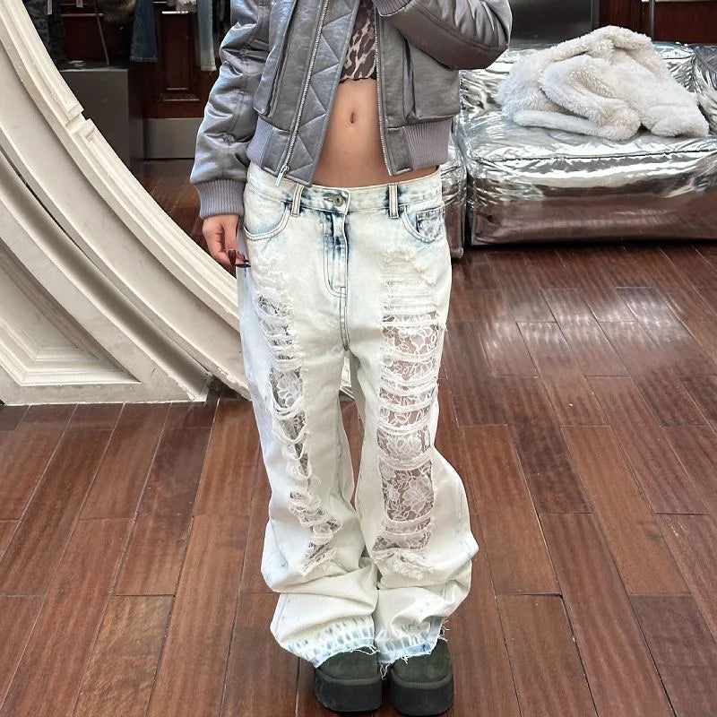 Light Blue Distressed Jeans - Planet Missy