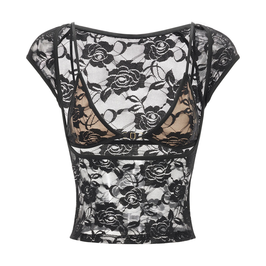 2 Piece Tops Sets Lace Tank Tops