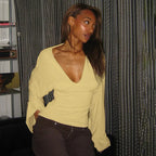 V-neck Flare Long Sleeve T-shirts