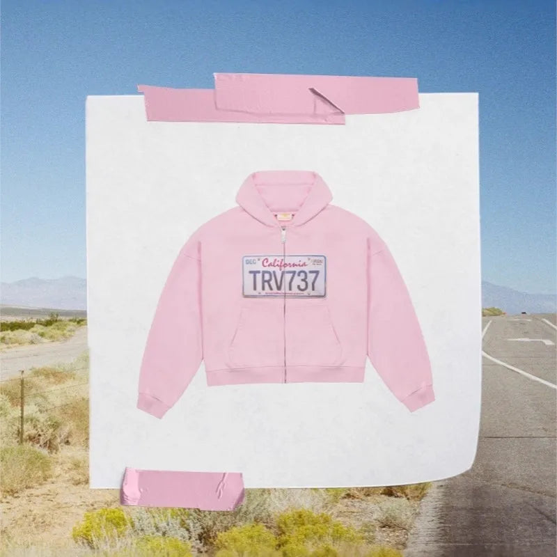 Urban License Plate Zip Hoodie - Planet Missy