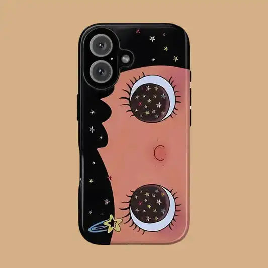 Clmj BIG EYES COMIC GIRL Phone Case for iPhone 17 16e 16 15 14 13 12 11 X XS XR XSMAX Air Pro Max Plus Luxury Double-layer Cover - Planet Missy