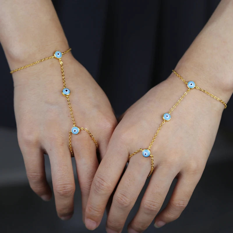 Enamel Evil Eye Charm Chain Bracelet