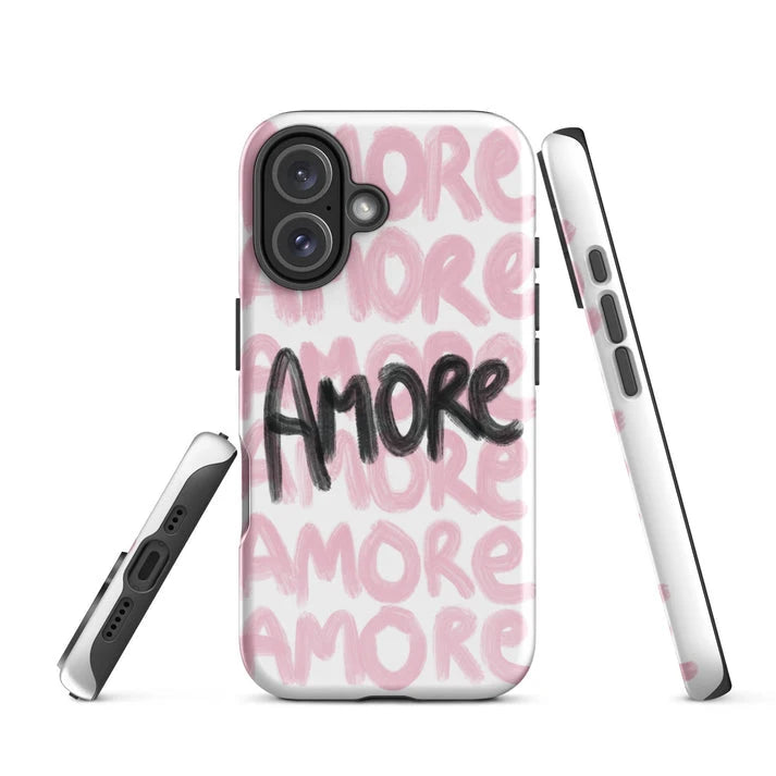 Korea INS English Amore Phone Case for iPhone 16 15 14 13 12 11 X XS XR XSMAX 7 8 Pro Max Plus Luxury Double-layer Back Cover - Planet Missy