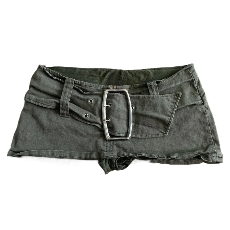 low waist mini denim skirt