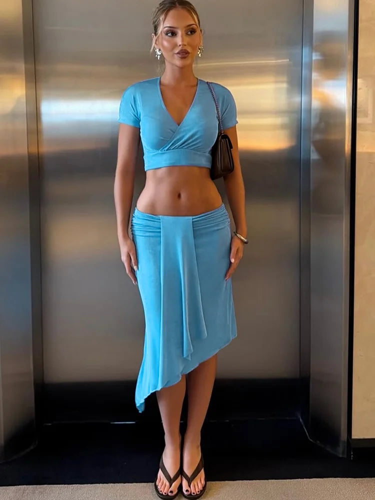 Strapless Ruched Two Piece Set - Planet Missy