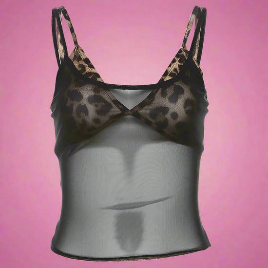 Leopard Mesh Two in One Top