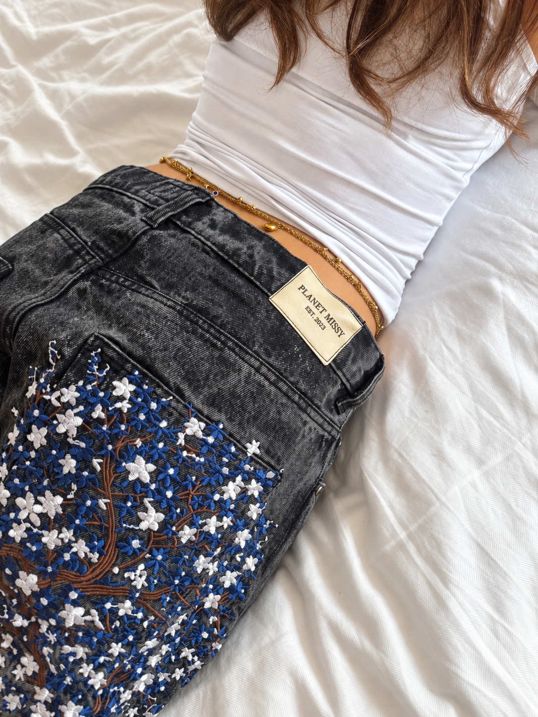 Midnight Sakura Jeans - Grey Wash Jeans - Planet Missy