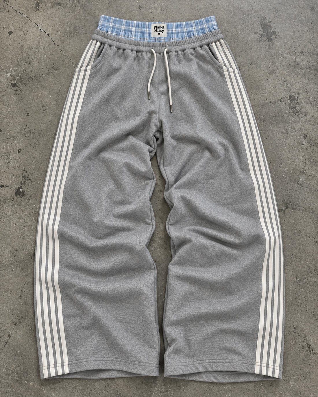 Double Layered Sweatpants - Blue - Planet Missy