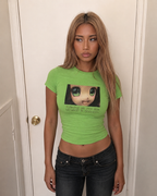 Green Y2K Anime Graphic Baby Tee