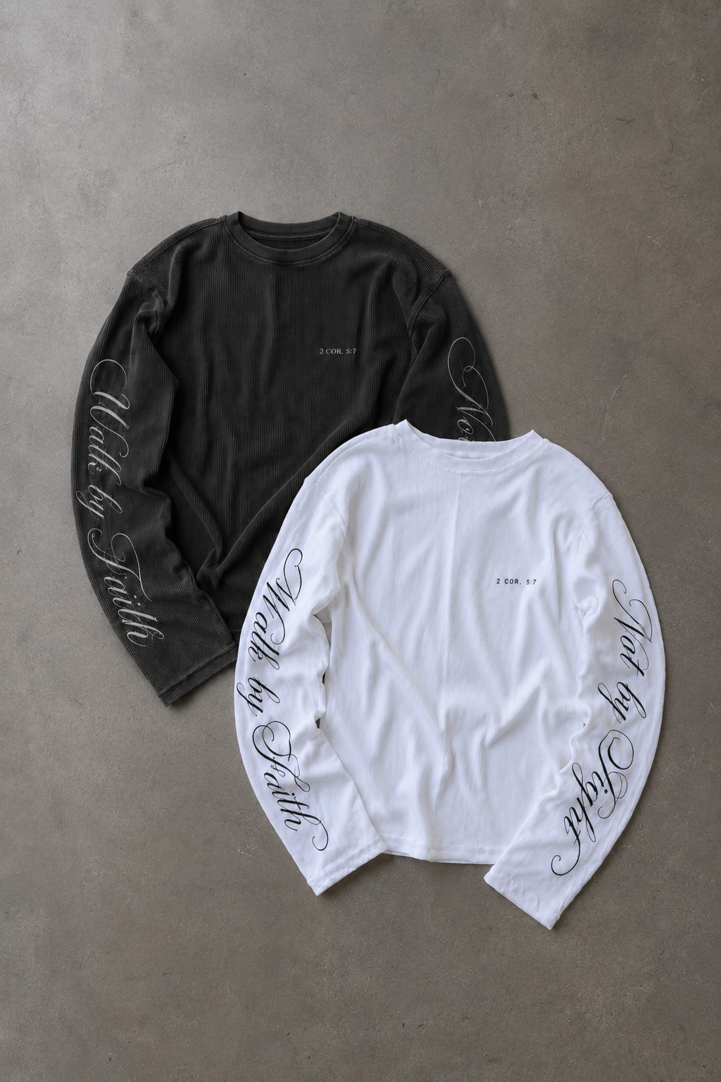 Walk by Faith Lettered Script Long-Sleeve Top - Black and White PRE-ORDER