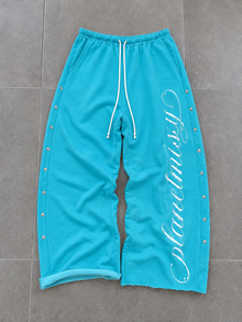 Ocean Script Sweatpants - Trousers & Joggers Blue - Planet Missy