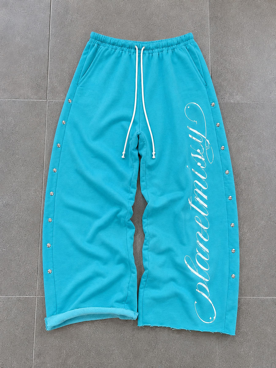 Ocean Script Sweatpants - Trousers & Joggers Blue - Planet Missy