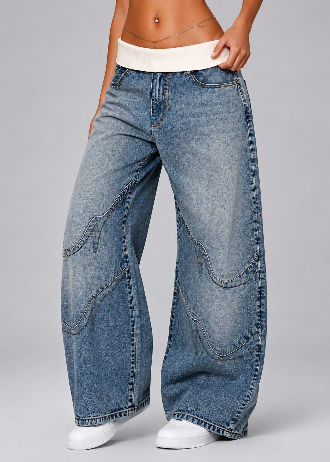 Pantalones de Denim con Dobladillo