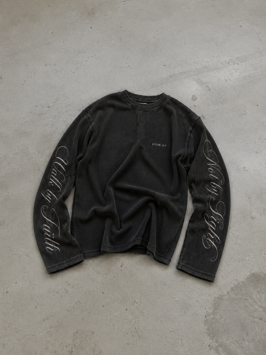 Walk by Faith Lettered Script Long-Sleeve Top - Black and White PRE-ORDER