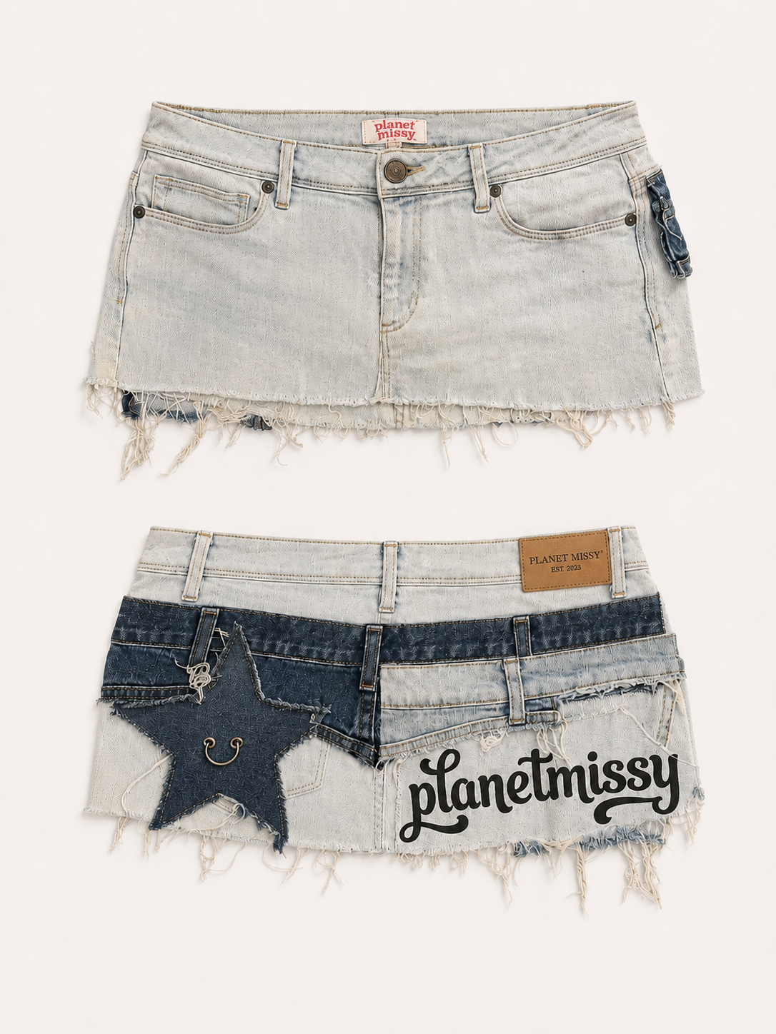 Patchwork Appliqué Skirt - PRE-ORDER – Blue - Planet Missy