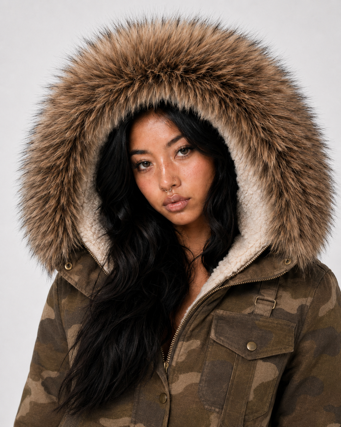 Camo Fur Hood Puffer Jacket - PRE ORDER