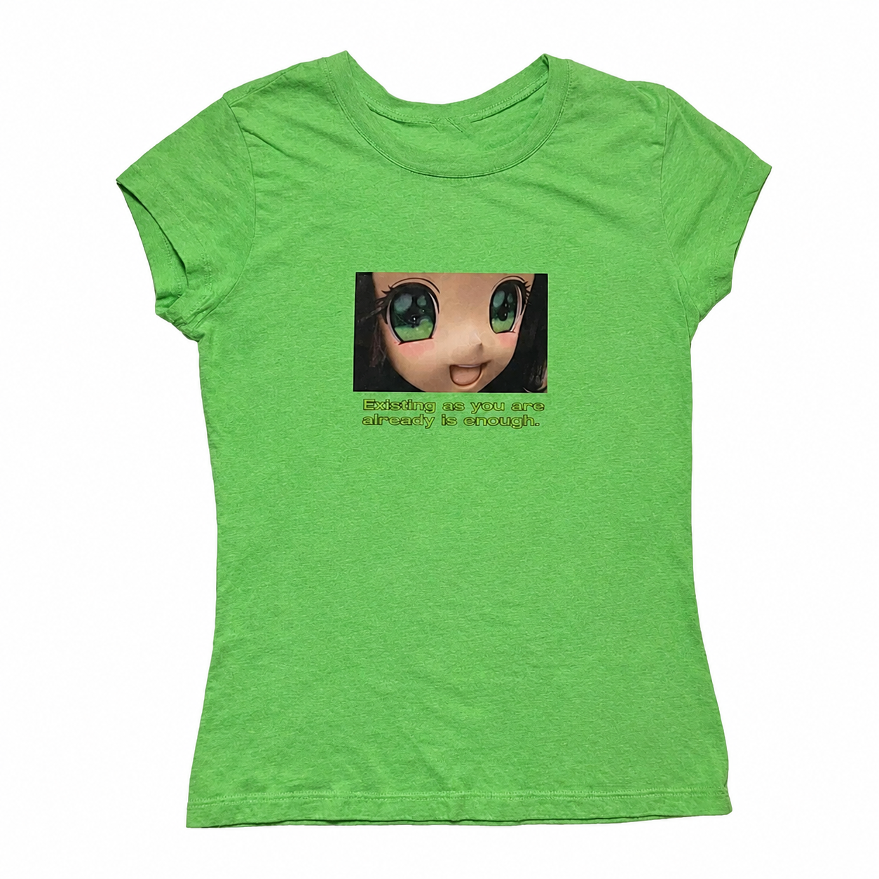 Green Y2K Anime Graphic Baby Tee
