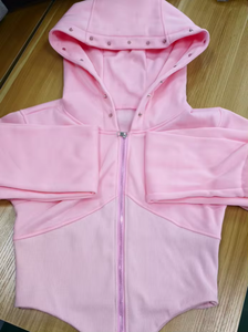 Stitched Pink Crop Hoodie